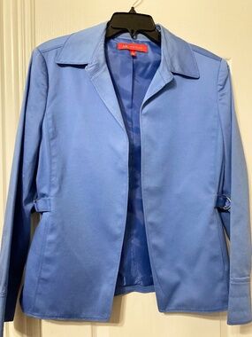 VINTAGE ANNE KLEIN LIGHT BLUE / CORNFLOWER BLUE BLAZER SIZE 12 1980-1990S